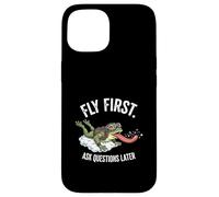 Fly First Ask Questions Later Funny Pilot Frog Lover Case for iPhone 15