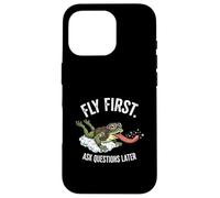 Fly First Ask Questions Later Funny Pilot Frog Lover Case for iPhone 16 Pro