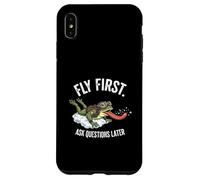Fly First Ask Questions Later Funny Pilot Frog Lover Case for iPhone XS Max