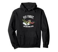 Fly First Ask Questions Later Funny Pilot Frog Lover Pullover Hoodie