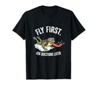 Fly First Ask Questions Later Funny Pilot Frog Lover T-Shirt