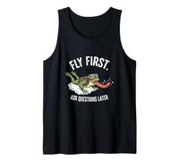 Fly First Ask Questions Later Funny Pilot Frog Lover Tank Top