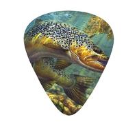 Fly Fish 12-Pack Guitar Picks Set â€“ Unique Single-Sided Printed Picks With Abs Material For Acoustic, Electric Guitars & Ukuleles