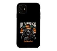 Fly Fishing Bear Sunset Angler Scene Case for iPhone 11