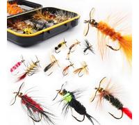 Fly Fishing Flies Assortment Kit Dry Wet Nyphms Tenkara Popper Streamer Woolly Bugger for Trout Bass Salmon Steelhead with Fly Box (Propeller Flies Kit 42pcs)