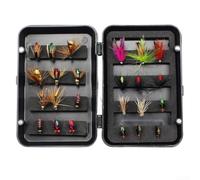 Fly Fishing Flies Kit 3224pcs with Dry, Wet, Nymphs, and Ants for Bass, Trout, Salmon, Suitable for Rivers, Swamps, and Multiple Seasonal Fishing (C-24PCS)