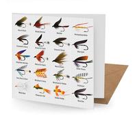 Fly Fishing Greetings Card Suitable for Birthdays, Thank You, Any Occasion, 15 x 15 cms, Multi-Coloured