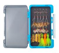 Fly Fishing Kit Featuring Dry Wet Nymph Flies Carbon Steel Hooks Multiple Sizes 1# 10# 16# 18# Compact Lure Box for Trout Bass Use (TZ00231)