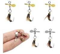 Fly Fishing Lures,5Pcs Single Hook Fly Fishing Flies with Spinner,Inline Spinner Lures for Bass Pike Trout Perch Seawater Saltwater Freshwater
