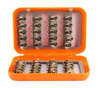 Fly Fishing Lures Kit - 40Pcs Lifelike Fly Fishing Flies Trout Flies Lures Hooks Artificial Bait with Waterproof Box for Fly Fishings(Gold&Green)