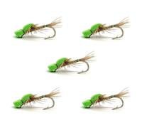 Fly Fishing Mayfly Lures 5 Pack of Floating Dry Flies for Trout and Bass (green)
