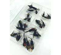 Fly Fishing Montana Mixed Selection Pack of 24 Flies in sizes 8-12 + free clip shut fly box