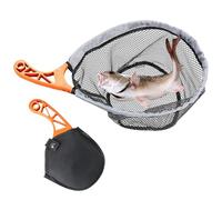 Fly Fishing Net - Folding Bass Trout Fish Landing Net - Mesh Netting for Catching Bass Catfish Salmon Freshwater Lake River Kayak Boat Mountain Streams Camping