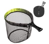 Fly Fishing Net, Landing Trout Net, Foldable Handle, Portable Mesh Gear, Compact Storage Nets for Catfish Bass Salmon Catch Release Wading Kayak Outdoors Beginners Transportation