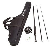Fly Fishing Rod and Reel Combo - Including Carrying Case, Flies, and Fishing Line - Charter Series Gear and Accessories by Wakeman (Black)