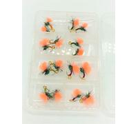 Fly Fishing Tactical KLINKHAMMER X 16 Dry Flies Sizes 12-14 set of Trout Flies With clip shut box