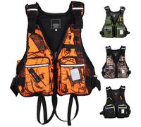 Fly Fishing Vest Adjustable Breathable Multi-Pocket Oxford for Trout Stream River Anglers Kayak Fishing(OrangeCamouflage)