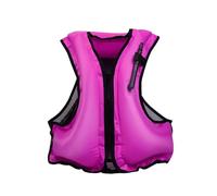 Fly Fishing Vest Constructed From Durable Polyester Fabric with Rapid Air Valve Foldable Portable Build for Outdoor Shore Angling and Lakeside Leisure Activities(Pink)