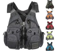 Fly Fishing Vest Functional Durable Oxford Shell with Breathable Design for Kayak Canoe Outdoor Trips(GRAY)