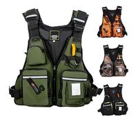 Fly Fishing Vest Multi-Pocket Adjustable Breathable Mesh Oxford for Trout Stream River Fishing Kayak Angling(MilitaryGreen)