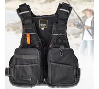 Fly Fishing Vest Outdoor, Buoayancy Aid with Multi Pockets Life Jacket Adults One Size up to 220 lbs Swim Vest Float Jacket(Black)