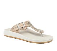 Fly Flot Buckled Toe Post Sandals - Beige Size 7