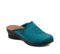 Fly Flot Engraved Self-Moulding Mules - Teal Size 8