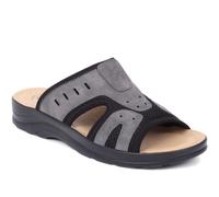 Fly Flot Men's Slip On Mule Sandals in Grey - Flat Shoes with Padded Linings and Shock Absorbing Sole - Casual Summer Footwear - Size UK 7 / EU 41