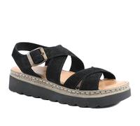 Fly Flot Wedge Heel Buckled Sandals - Black Size 5