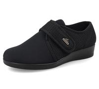 Fly Flot Women Bellona Slippers in Elastic Microfibre, with Adjustable Velcro, Anti-Shock Insole Sandal, Black, 8.5 UK