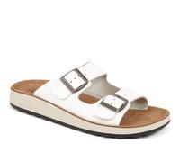 Fly Flot Women's Dual Strap Slip On Sandals in White - Shoes with Adjustable Buckles and Anatomic Sole - Ladies Summer Footwear - Size UK 8 / EU 41