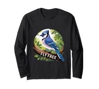 Fly Free Blue Jay Bird Nature Wildlife Long Sleeve T-Shirt