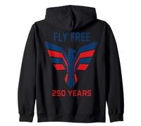Fly Free Eagle Patriotic Geometric Design Zip Hoodie