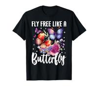 Fly Free Like A Butterfly Floral Garden Bloom T-Shirt