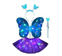 Fly Girl Fairy Costume Set, Girls Light Up Fairy Costume Set For Halloween, Girls Princess Fairy Costume Set With Wings, Wand And Headband For Children Ages 3-10