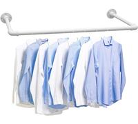 FLY HAWK Clothes Rail for Wall, 120 cm Coat Rail in Industrial Design, Industrial Pipe Clothes Rail, Maximum Load 50 kg, Easy Assembly, Removable Coat Rails Made of Metal/Matte White
