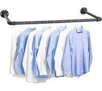 FLY HAWK Clothes Rail for Wall, 80 cm Coat Rail in Industrial Design, Industrial Pipe Clothes Rail, Maximum Load 50 kg, Easy Assembly, Removable Coat Rails Made of Metal/Matte Black