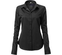 Fly Hawk Damen Hemd Bluse Basic Bambusfaser Hemdbluse Slim Fit Arbeitshemden Langarm Stretch Hemden Freizeit Business Elegant Hemd Größe 34 bis 52