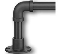 FLY HAWK Industrial Style Curtain Rod, 81-216 cm, Stainless Steel, Matte Black, Rustic