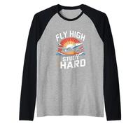 Fly High Study Hard Aviation Student Motivation Raglan Baseball Tee