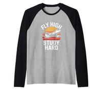 Fly High Study Hard Aviation Student Sunset Raglan Baseball Tee