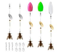 Fly Hook Soft Bait, 5Pcs Flies Fishing Lure Elastic TPE Flies Lure Spinner Hook with Brass Spinner Blade for Freshwater Saltwater, Bass Trout Pike