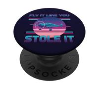 Fly It Like You Stole It Funny Retro Pilot Airplane PopSockets Adhesive PopGrip