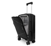 Fly Kite Luggage 20 Inch Cabin Suitcase 100% Polypropylene, Hard Shell with Aluminium Trolley Handle, Real TSA Secure Lock 3 Digit 360° Smooth Wheels Extra Front Pocket|Black