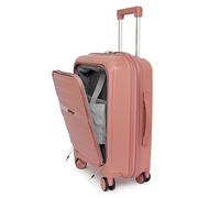 Fly Kite Luggage 20 Inch Cabin Suitcase 100% Polypropylene Hard Shell with Aluminium Trolley Handle, Real TSA Secure Lock 3 Digit, 360° Smooth Wheels Extra Front Pocket|Rose Gold