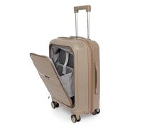 Fly Kite Luggage 20 Inch Cabin Suitcase 100% Polypropylene Hard Shell with Aluminium Trolley Handle, Real TSA Secure Lock 3 Digit, 360° Smooth Wheels Extra Front Pocket|Khaki