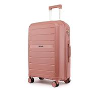 Fly Kite Luggage 24 Inch Medium Suitcase 100% Polypropylene Hard Shell with Aluminium Trolley Handle, Real TSA Secure Lock 3 Digit 360° Smooth Wheels Lightweight Suitcase|Rose Gold
