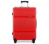 Fly Kite Luggage 28 Inch Large Suitcase PC+ABS Hard Shell with Aluminium Trolley Handle Real TSA 3 Digit Secure Lock 360° Smooth Wheels Lightweight Suitcase Red