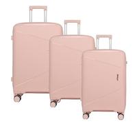 Fly Kite Luggage 3-Piece Suitcase Set 20''24''28'' 100% Polypropylene, Hard Shell with Aluminium Trolley Handle, Real TSA Secure Lock 3 Digit 360° Smooth Wheels Extra Front Pocket|Light Pink