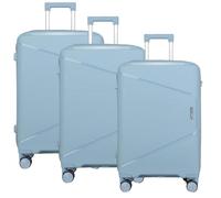 Fly Kite Luggage 3-Piece Suitcase Set 20''24''28'' 100% Polypropylene, Hard Shell with Aluminium Trolley Handle, Real TSA Secure Lock 3 Digit 360° Smooth Wheels Extra Front Pocket|Grey Blue
